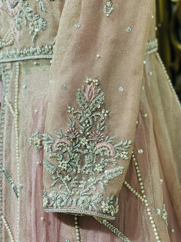 Pink bridal handwork gown