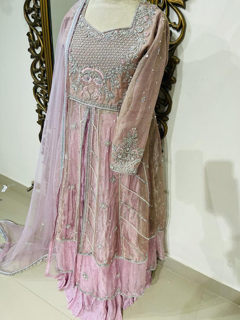 Pink bridal handwork gown