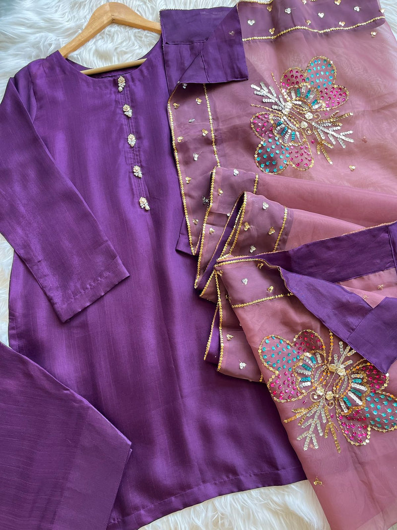 Farshi shalwar suit-purple