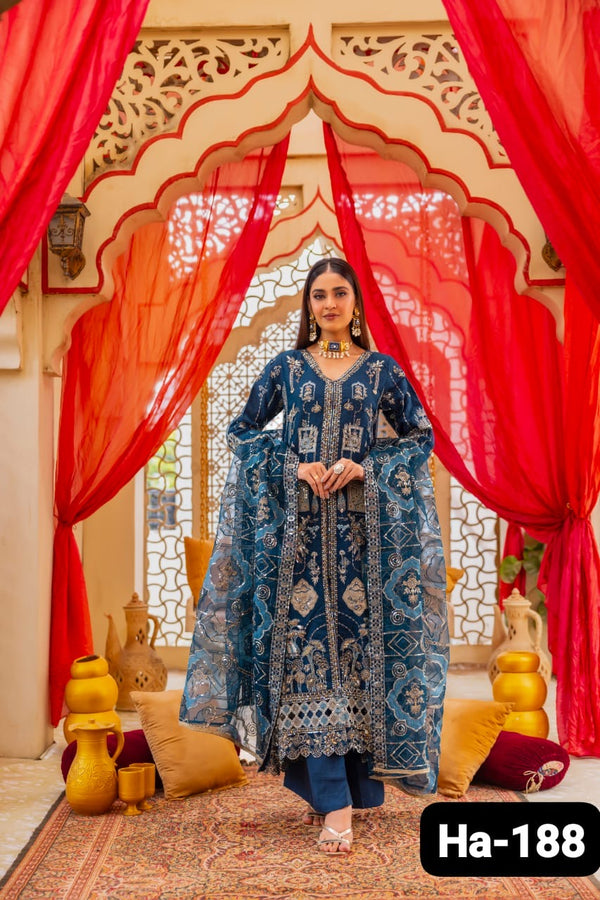 Luxury pakistani party wear formal-organza 3pc