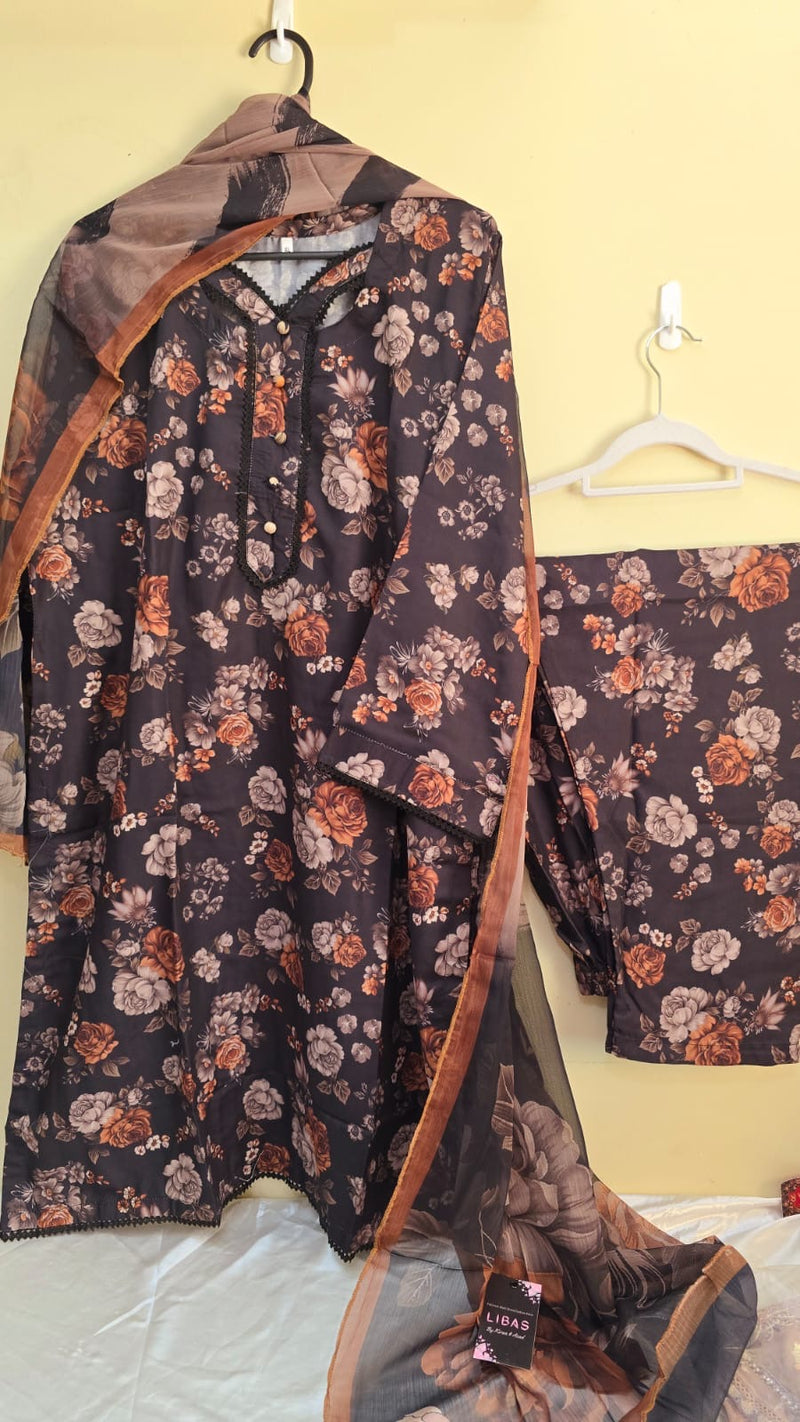 FC - Lawn with chiffon dupatta - 3 piece