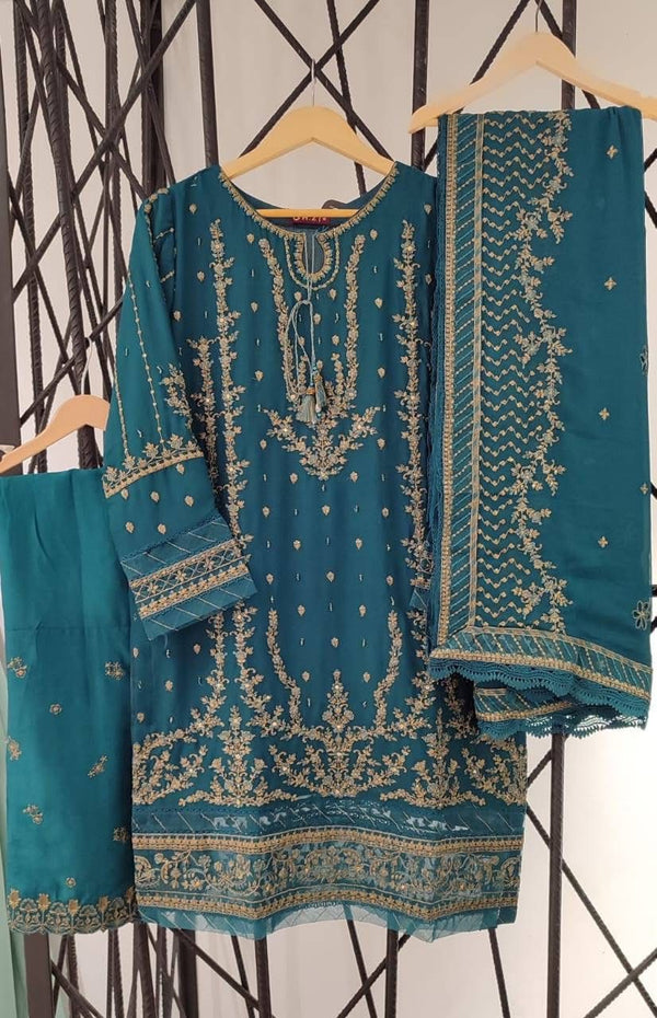 HZ - Fasaane chiffon -Teal zinc blue
