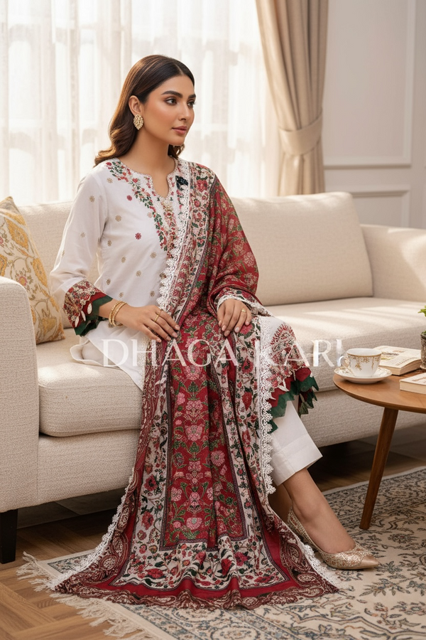 Dhaga Kari Premium Embroidered Cambric