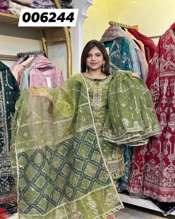 Luxury pakistani party wear formal-organza 3pc