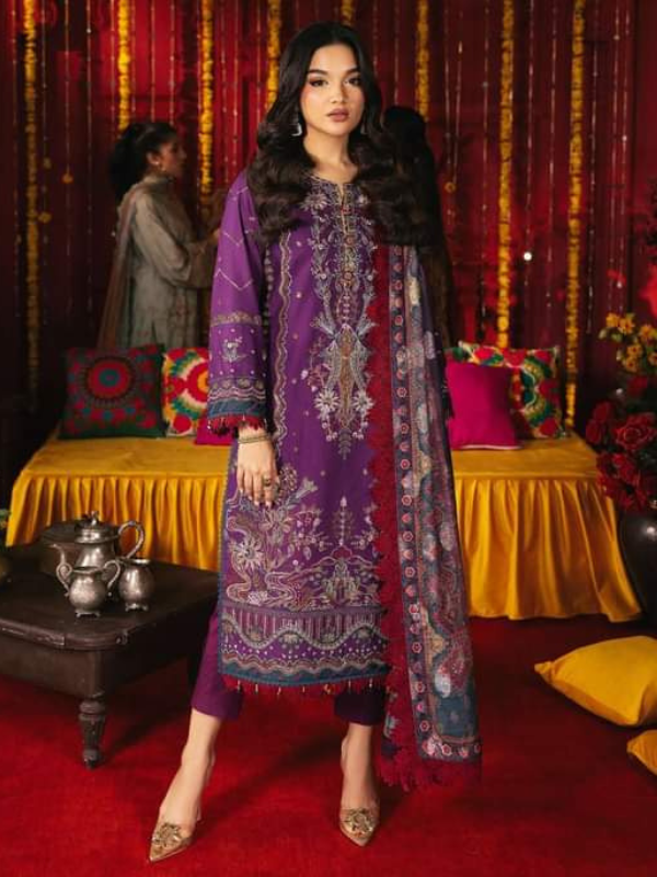 Asim Jofa Purple Embroidered Stitched Suit