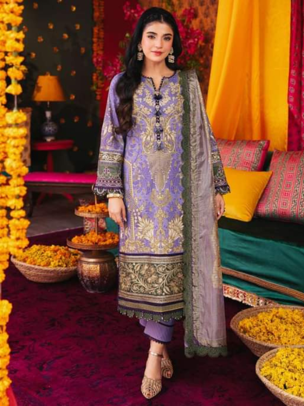 Asim Jofa Purple Embroidered Stitched Suit