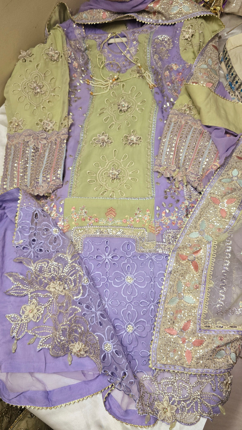 Nureh - Elenora green chiffon 3piece