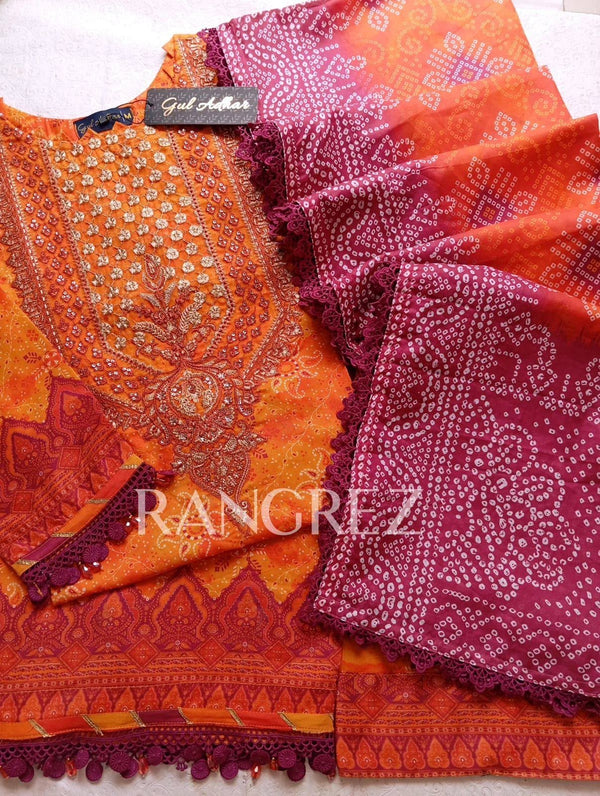Gul adhar- Rangrez lawn chunri with shalwar 3pc