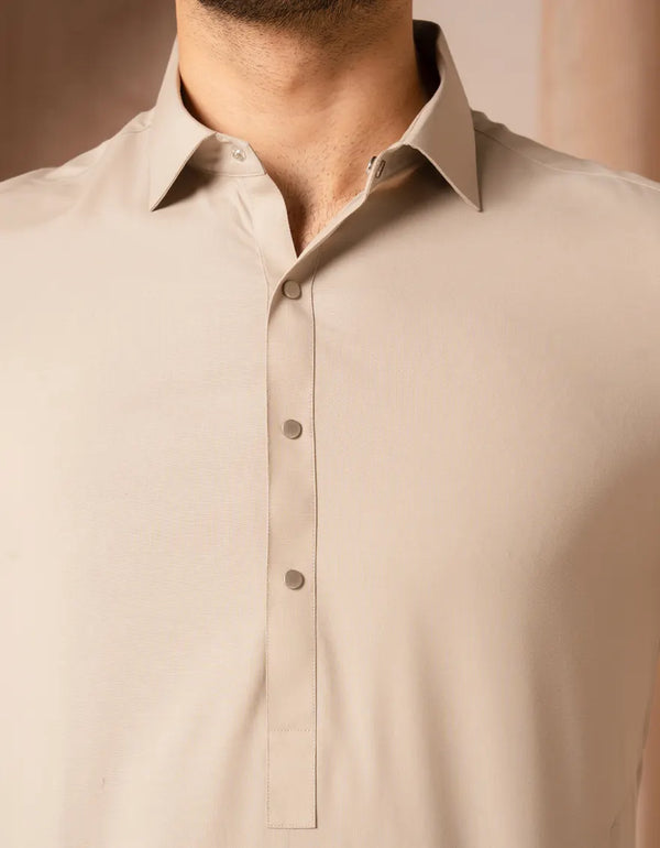 JUNAID JAMSHED BEIGE BLENDED CASUAL KAMEEZ SHALWAR-47456