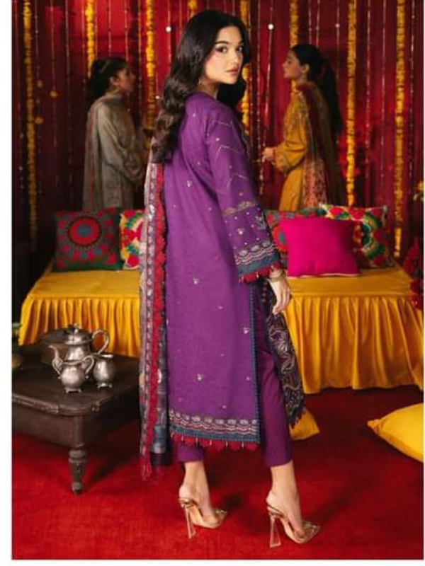 Asim Jofa Purple Embroidered Stitched Suit