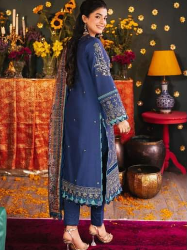 Asim Jofa Blue Embroidered Stitched Suit