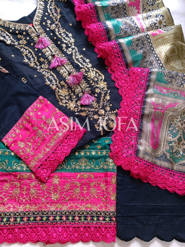 Asim Jofa Black Embroidered Stitched Suit 3pc