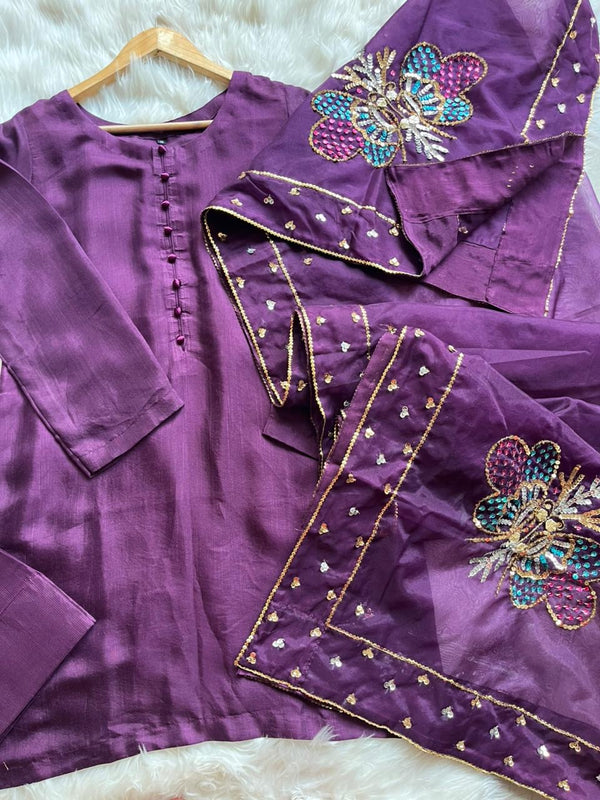 Farshi shalwar suit-Purple
