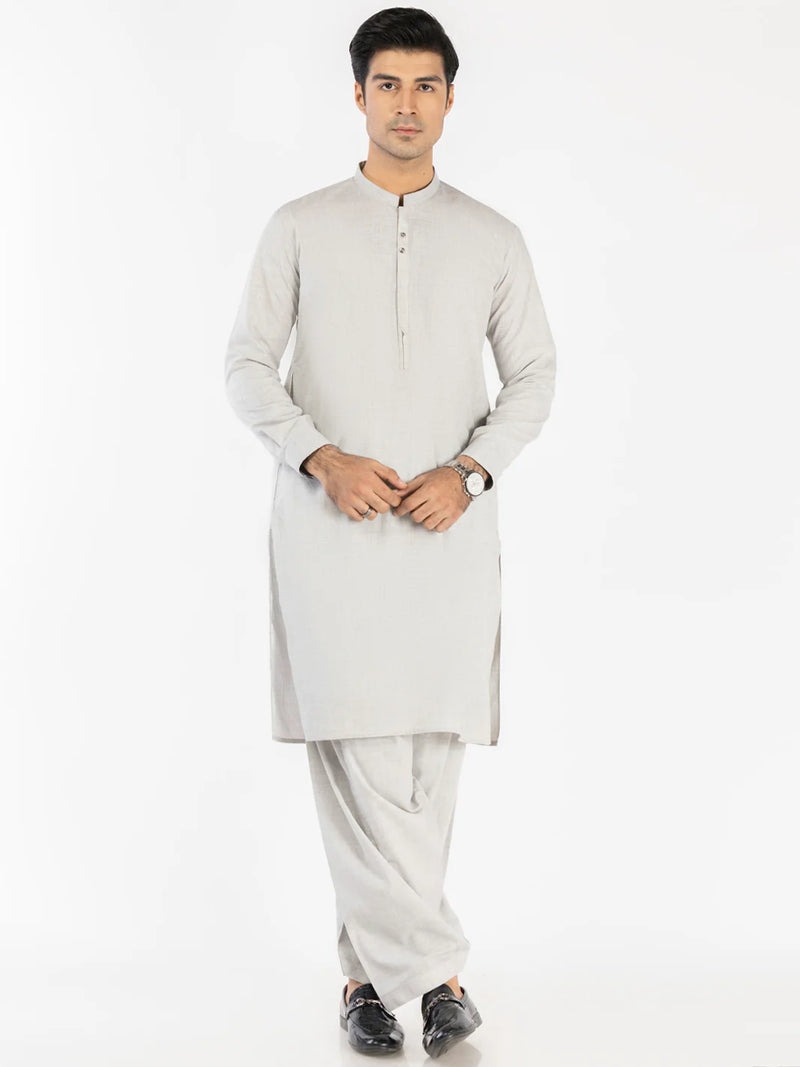 ALMIRAH-Ash Grey Blended Kameez Shalwar-3116