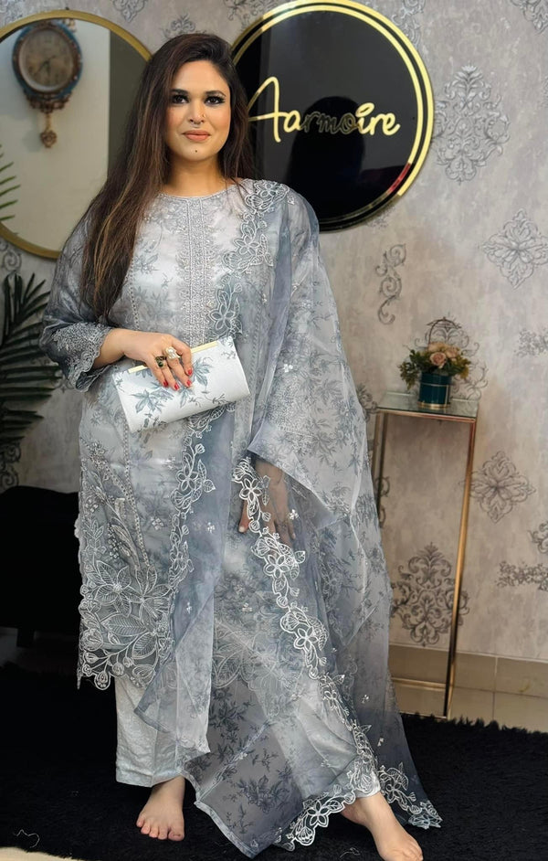 Tawakkal - organza floral - Gray