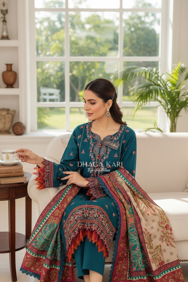 Dhaga Kari Premium Embroidered Cambric