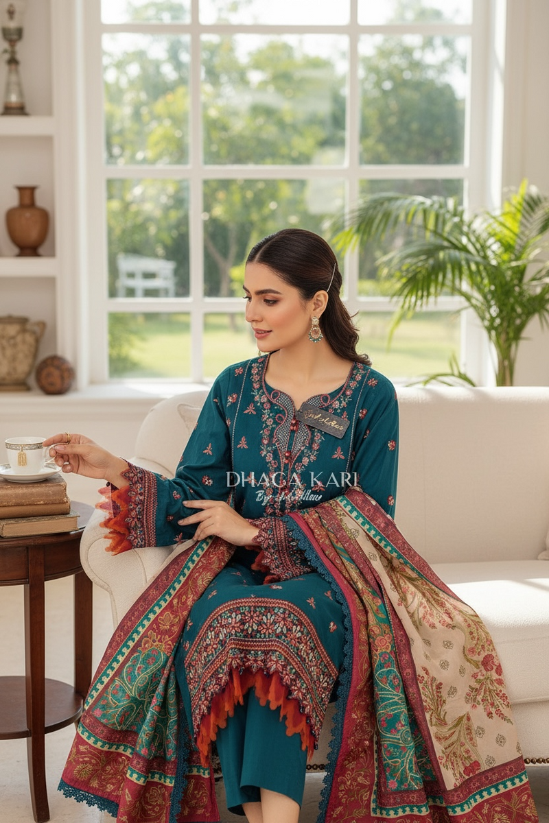 Dhaga Kari Premium Embroidered Cambric