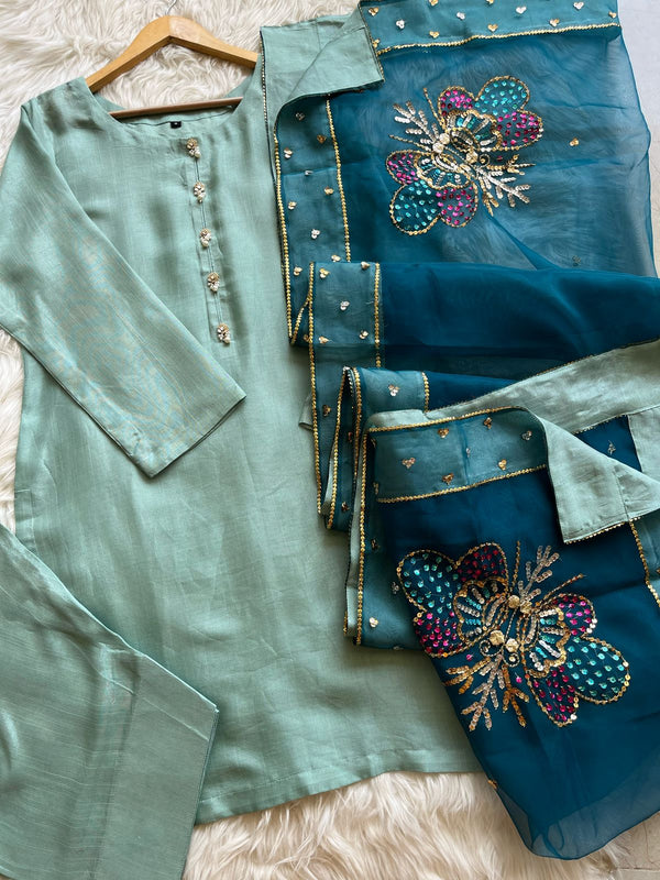 Farshi shalwar suit-Mint
