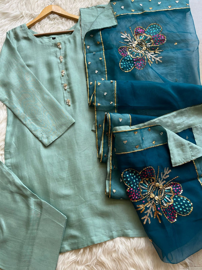 Farshi shalwar suit-Mint