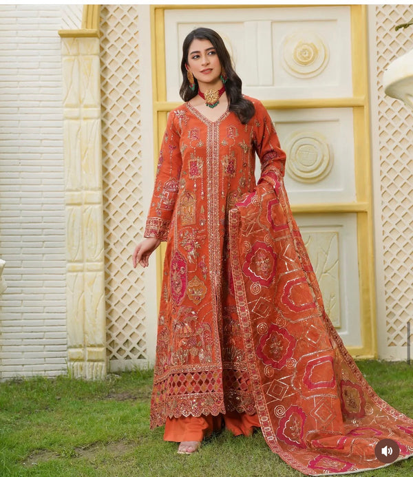 Luxury pakistani party wear formal-organza 3pc