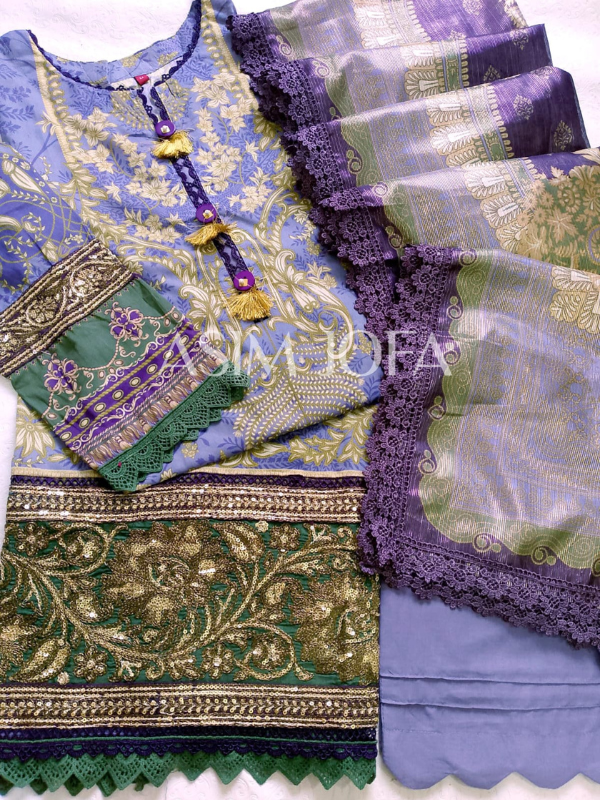 Asim Jofa Purple Embroidered Stitched Suit