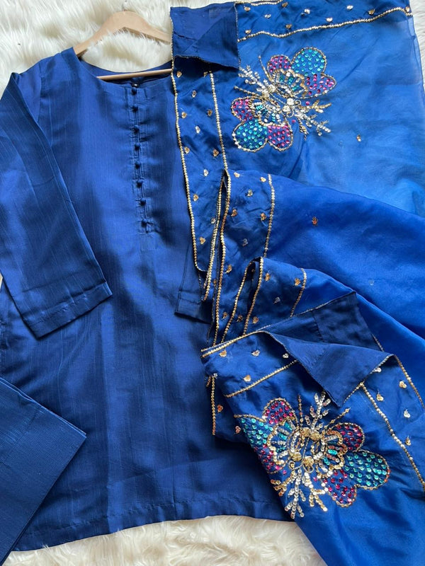 Farshi shalwar suit-electric Blue