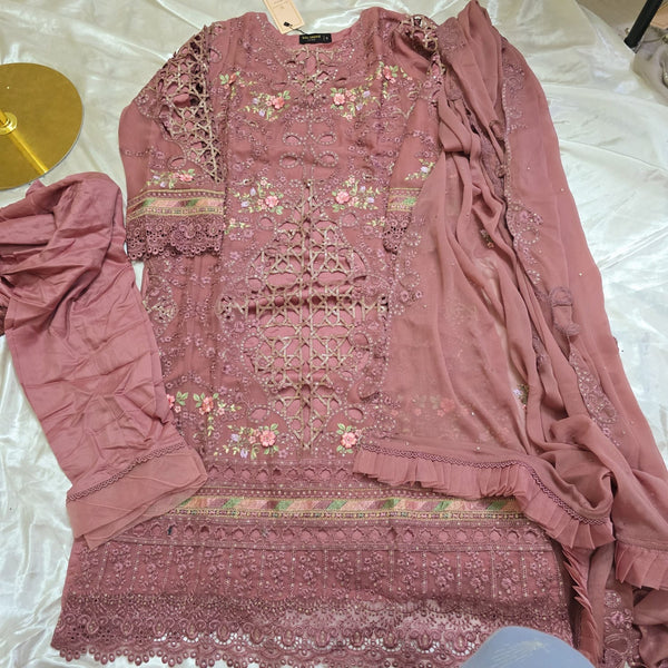 Binsaeed chiffon cutwork 3pc
