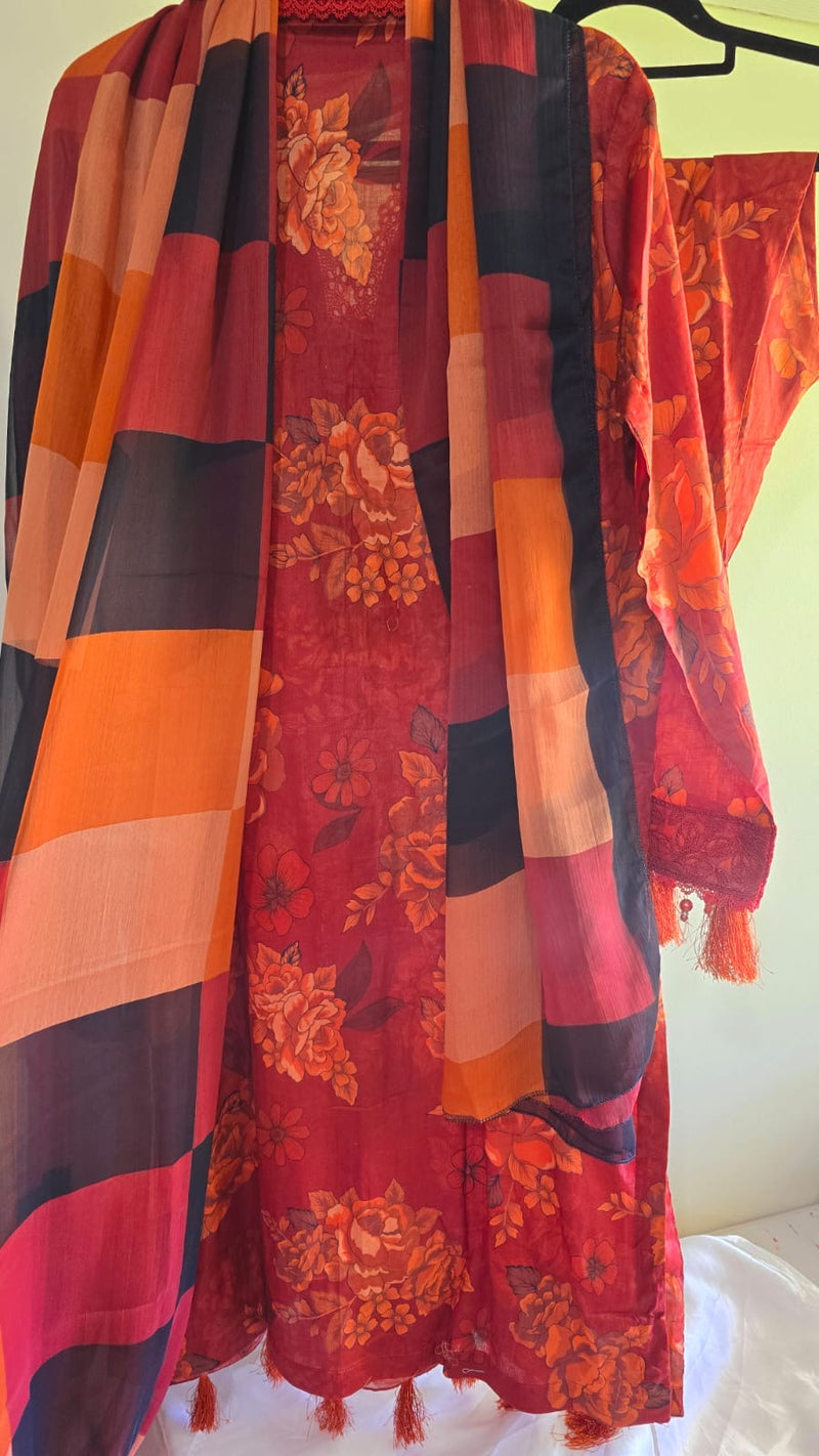 FC - Lawn with chiffon dupatta - 3 piece