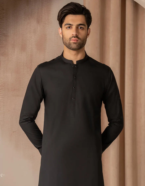 JUNAID JAMSHED BLACK BLENDED CASUAL KAMEEZ SHALWAR-47445