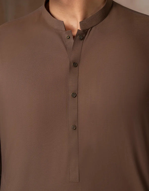 JUNAID JAMSHED BROWN COTTON CASUAL KAMEEZ SHALWAR-47464