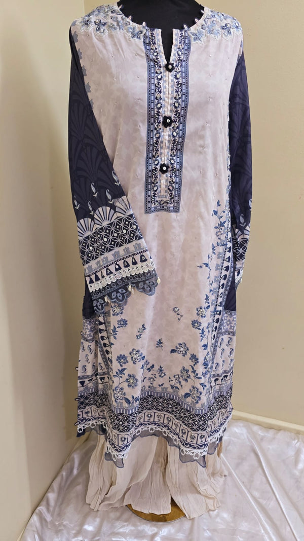 Dhanak pure silk with crush sharara