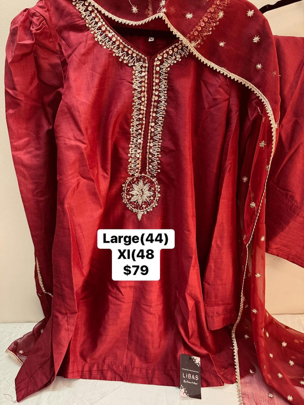 Farshi shalwar suit - Red  - 01