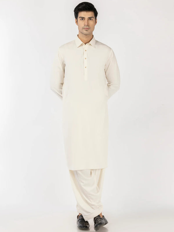 ALMIRAH-Off White Blended Kameez Shalwar -517