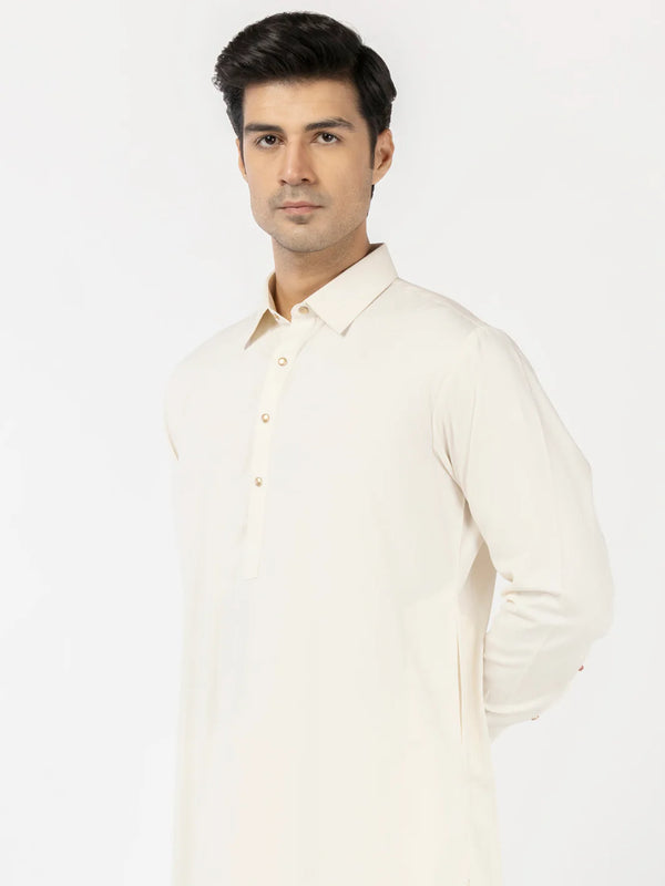 ALMIRAH-Off White Blended Kameez Shalwar -517