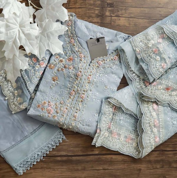 Sadabahar Mahpara luxury 3pc organza