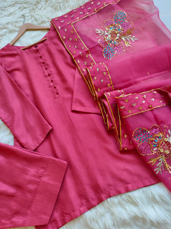 Farshi shalwar suit -Candy  pink - 01