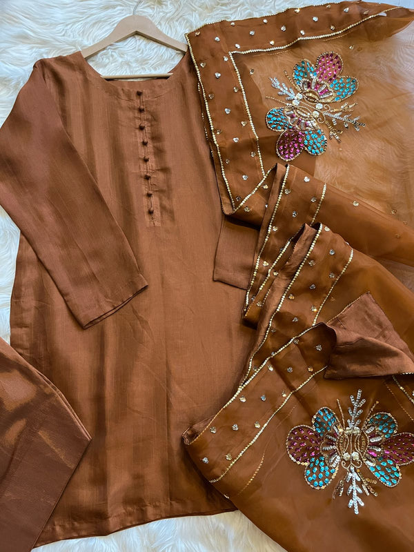 Farshi shalwar suit-Brown