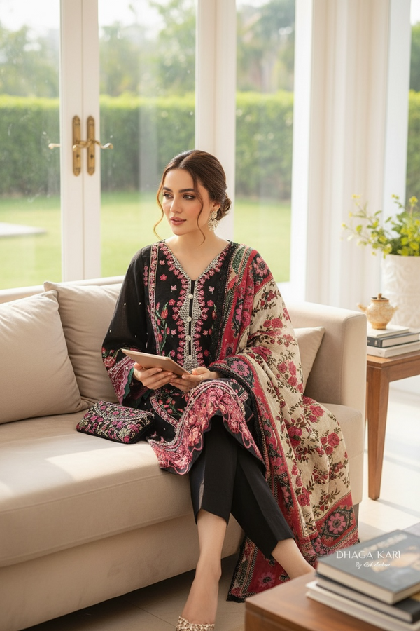Dhaga Kari Premium Embroidered Cambric