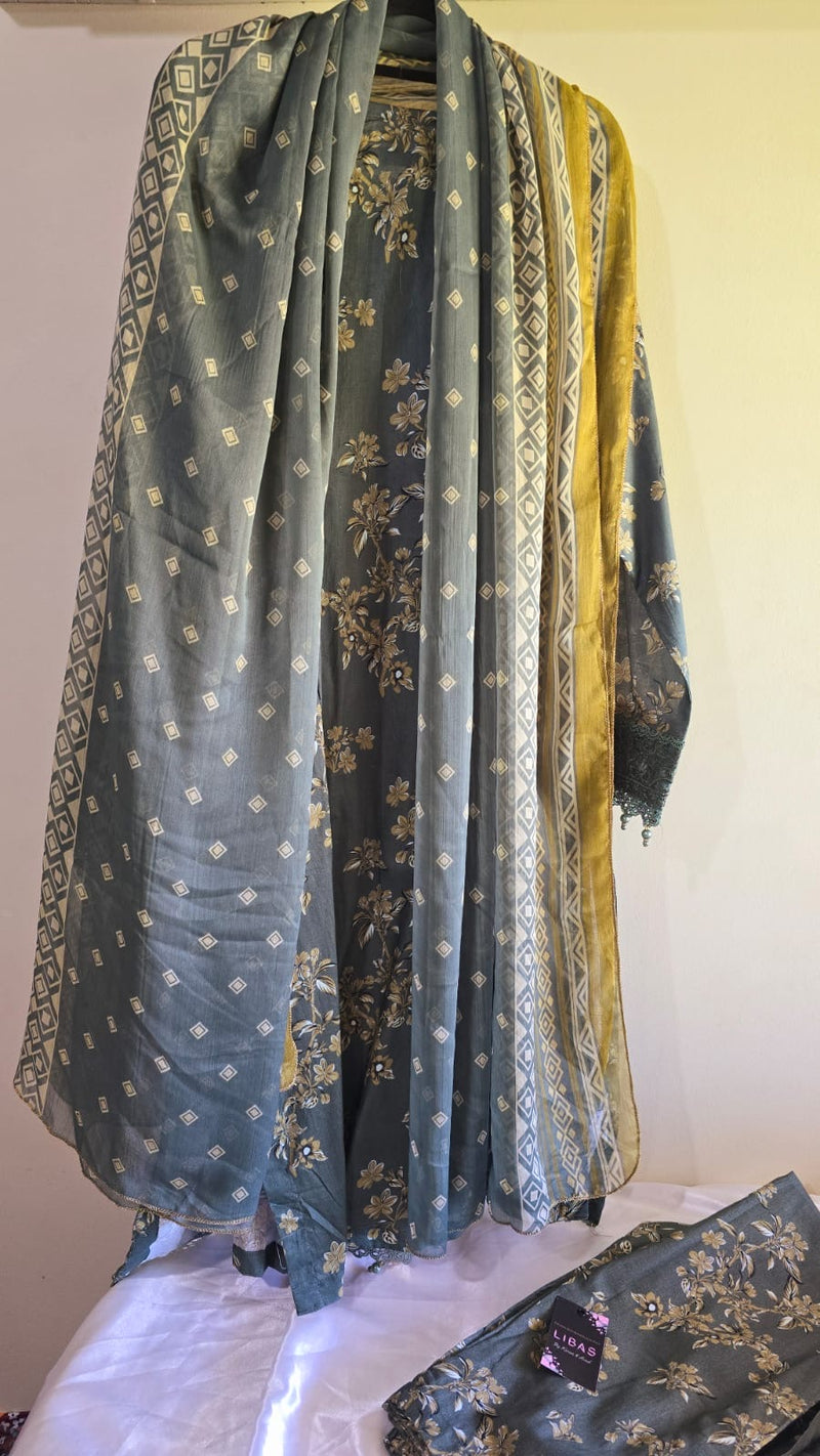 FC - Lawn with chiffon dupatta - 3 piece