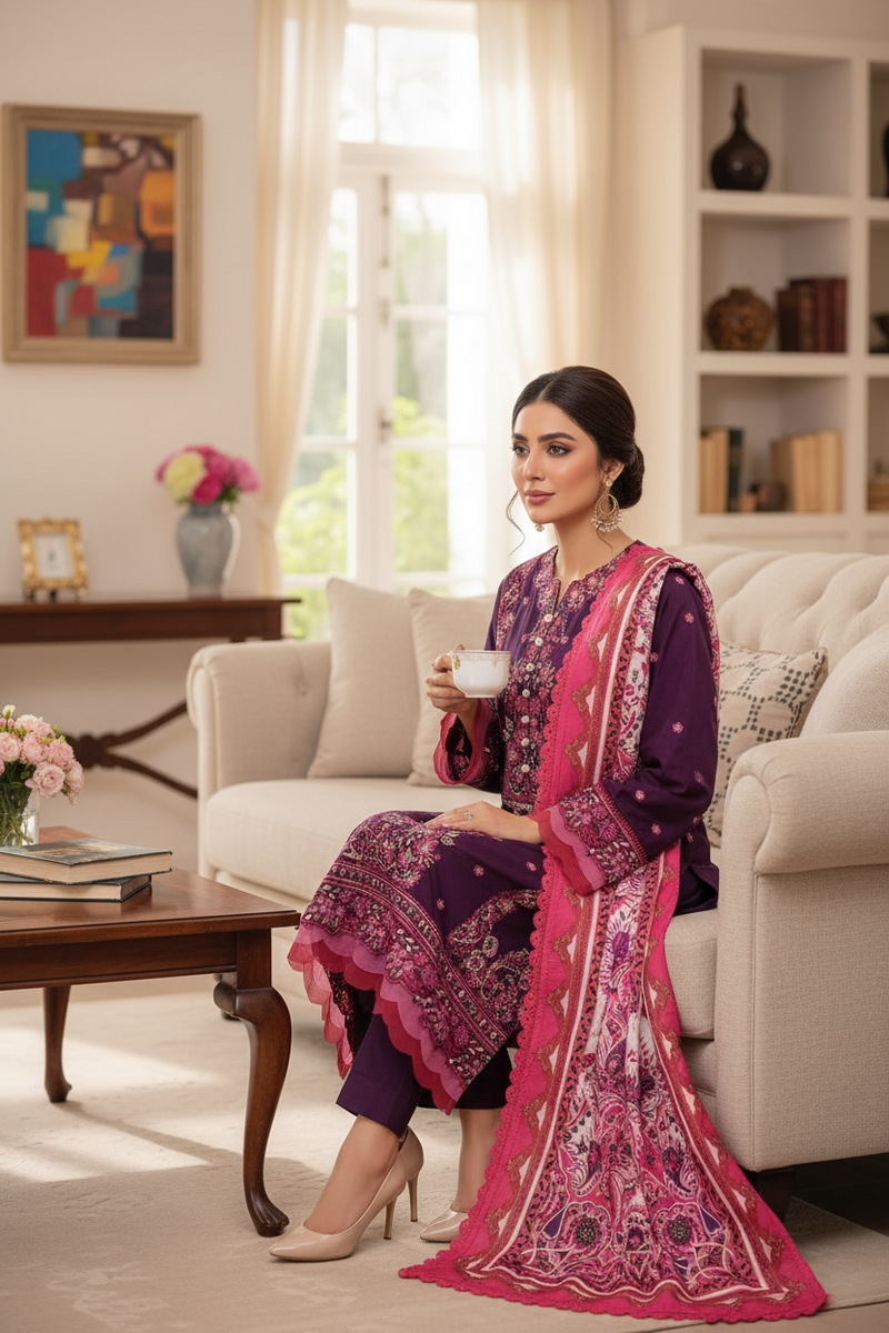 Dhaga Kari Premium Embroidered Cambric