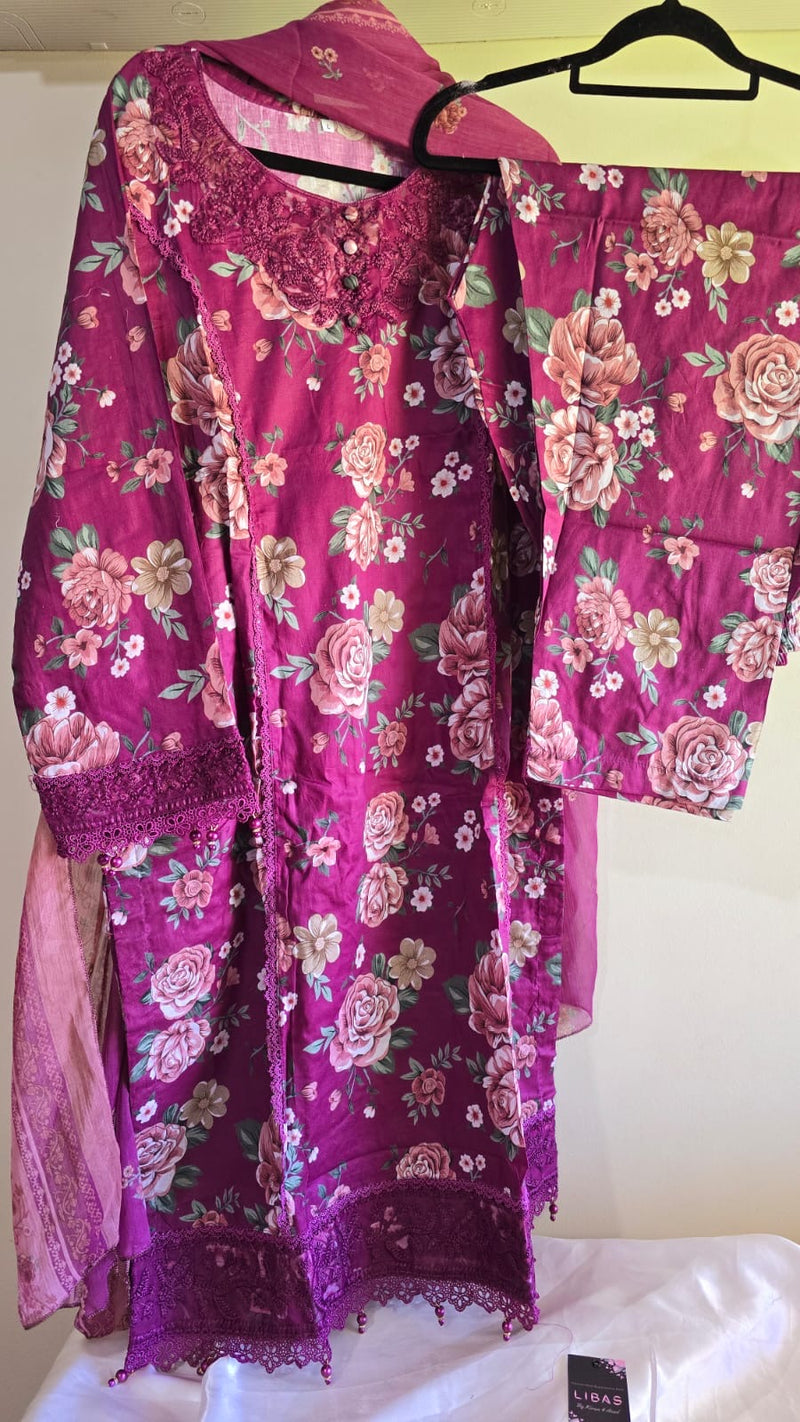 FC - Lawn with chiffon dupatta - 3 piece