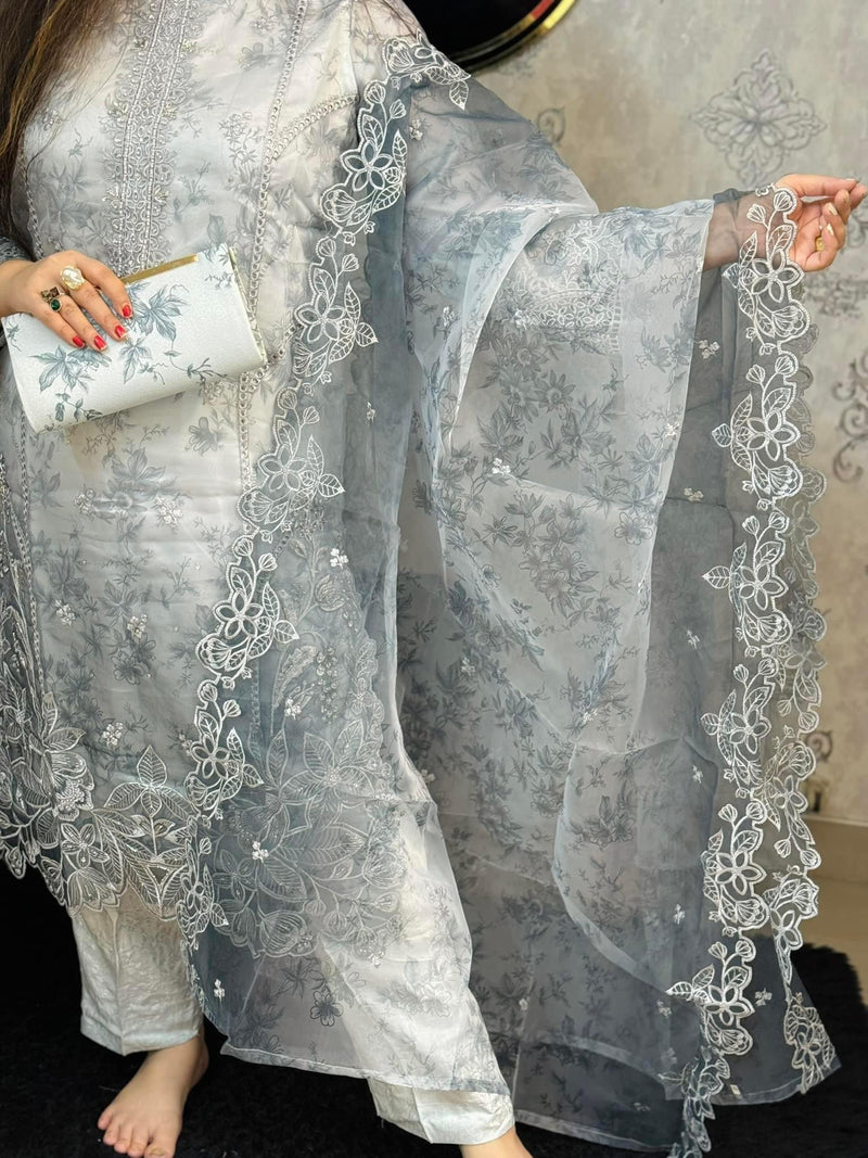 Tawakkal - organza floral - Gray