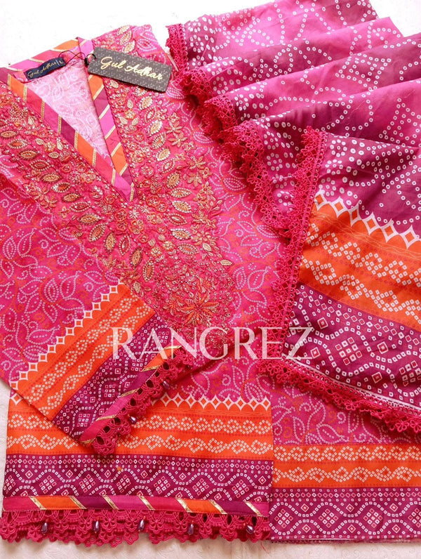 Gul adhar- Rangrez lawn chunri with shalwar 3pc
