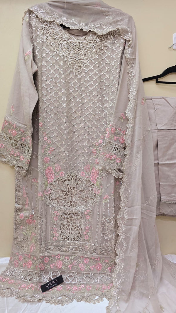 Binsaeed chiffon cutwork 3pc
