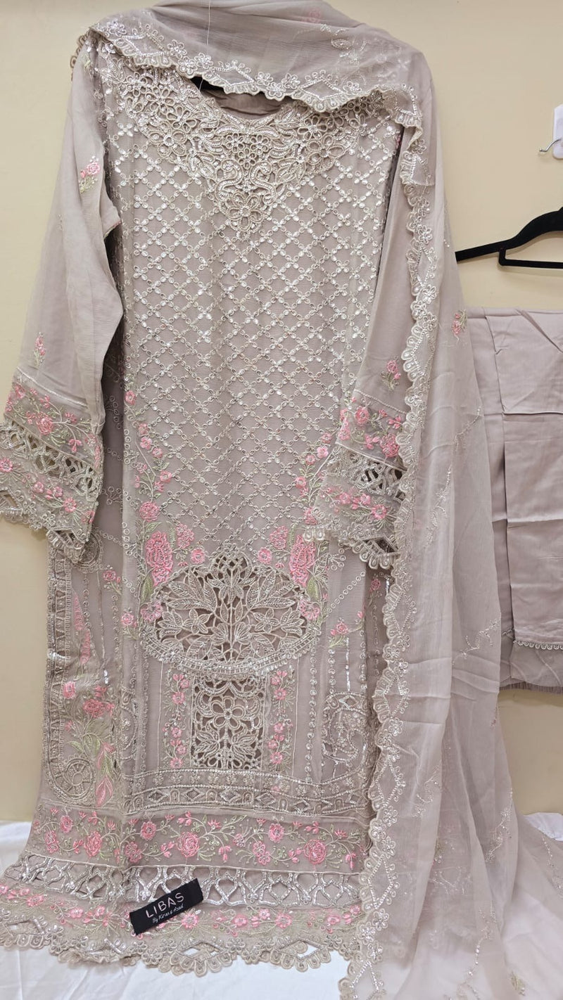 Binsaeed chiffon cutwork 3pc