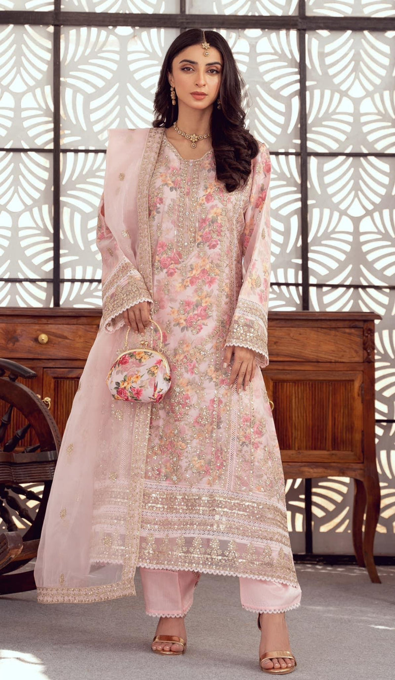 Noor organza floral -   pink