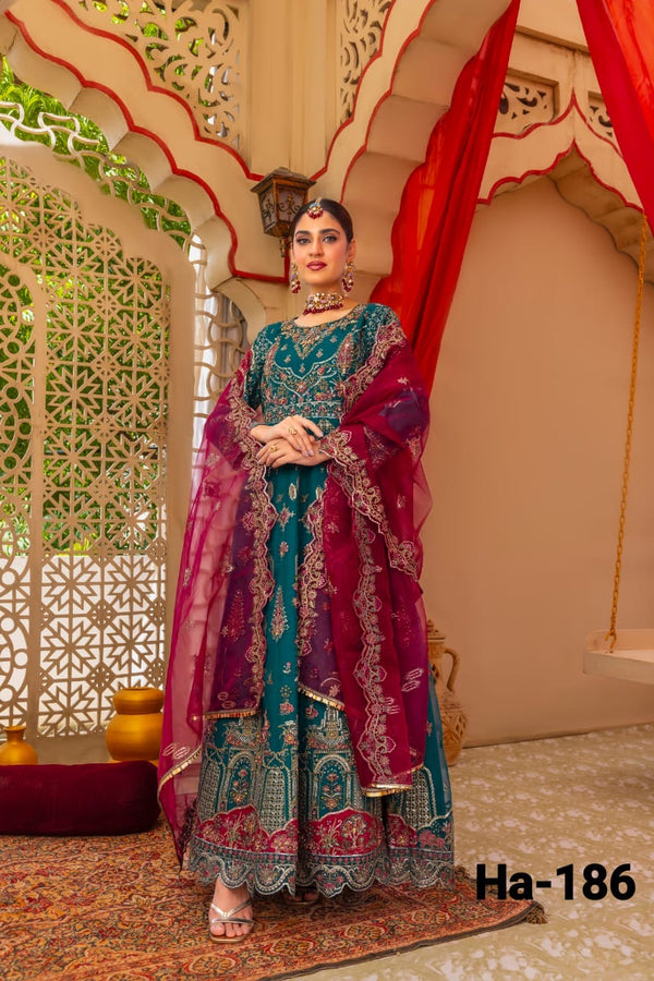 Luxury pakistani party wear formal-organza gown 3pc