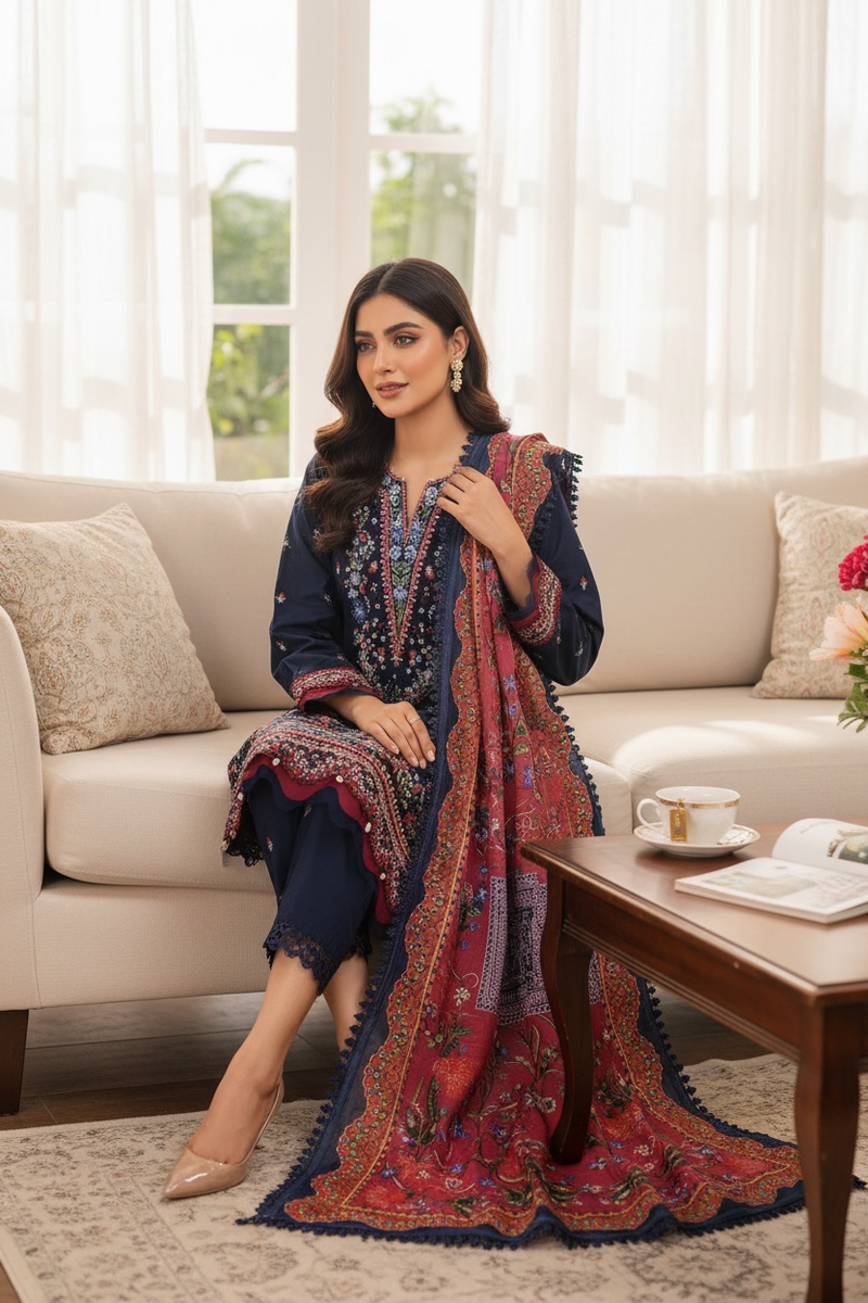 Dhaga Kari Premium Embroidered Cambric