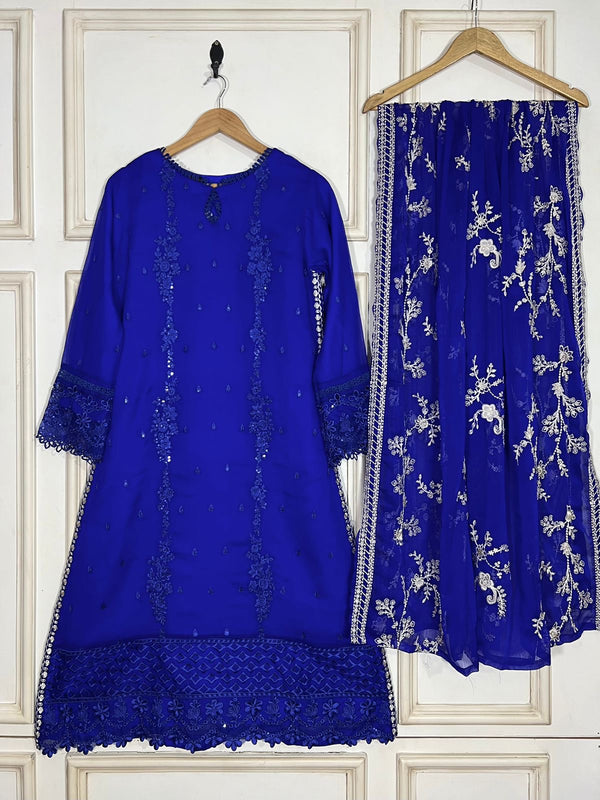 AN-Chiffon 3pc- Royal blue