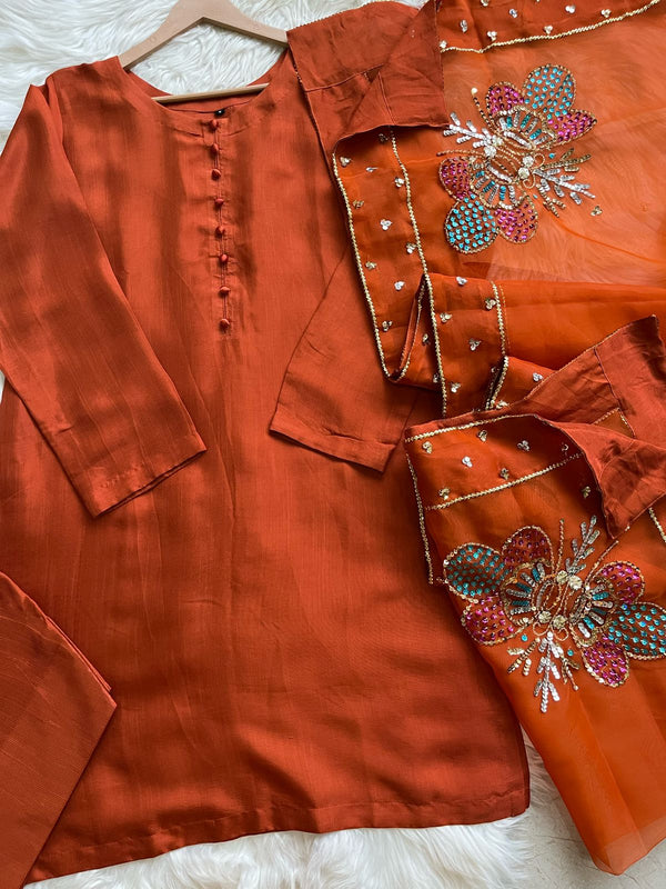 Farshi shalwar suit-Rust